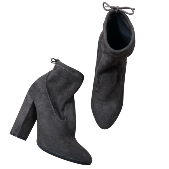 ASOS Public Desire Jenna Tie Back Brown Heeled Women’s Suede Ankle Booties Boot - Picture 3 of 11